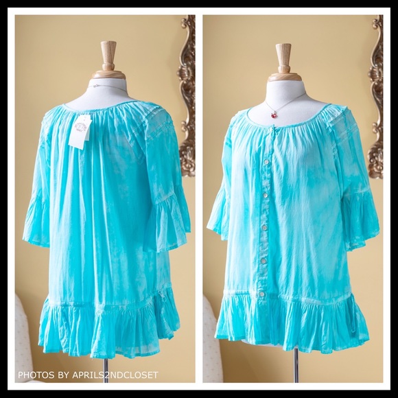 SWIMSUIT SWIM BLUE WHITE COVERUP TUNIC DRESS A2C - Picture 2 of 8